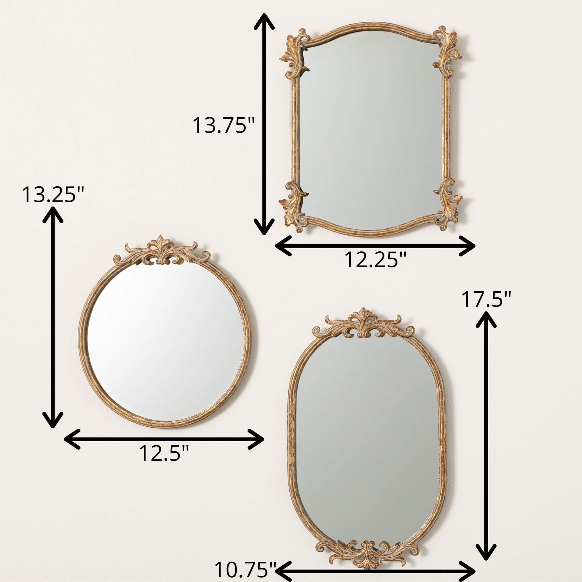 Heirloom Ornate Mirror Trio