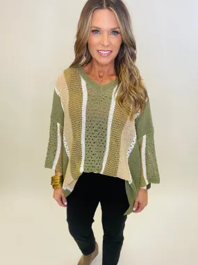 High Demand Olive Colorblock Sweater--CYBER MONDAY SALE