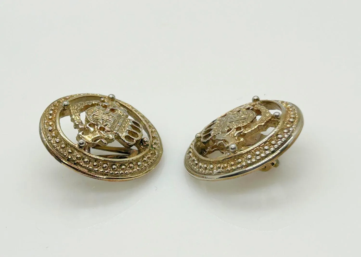 Ivana Coat of Arms Heraldic Clip On Earrings (1990s)