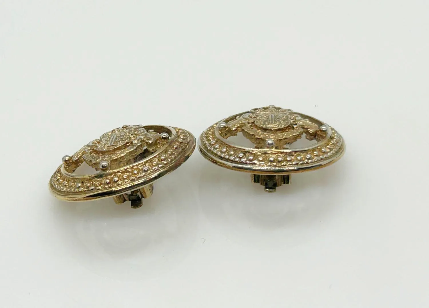 Ivana Coat of Arms Heraldic Clip On Earrings (1990s)