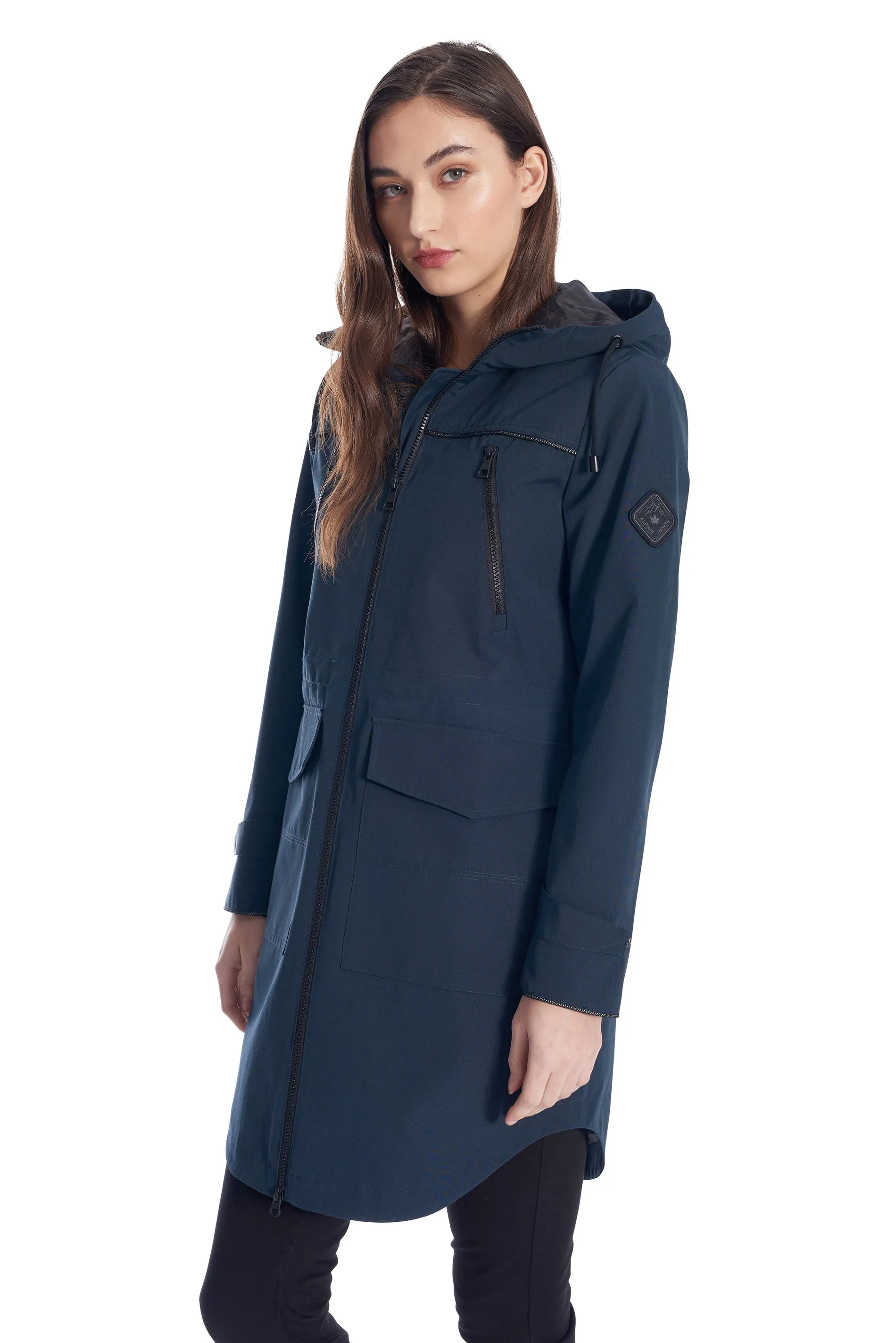 KUSAWA | WOMEN'S DRAWSTRING RAINCOAT, NAVY