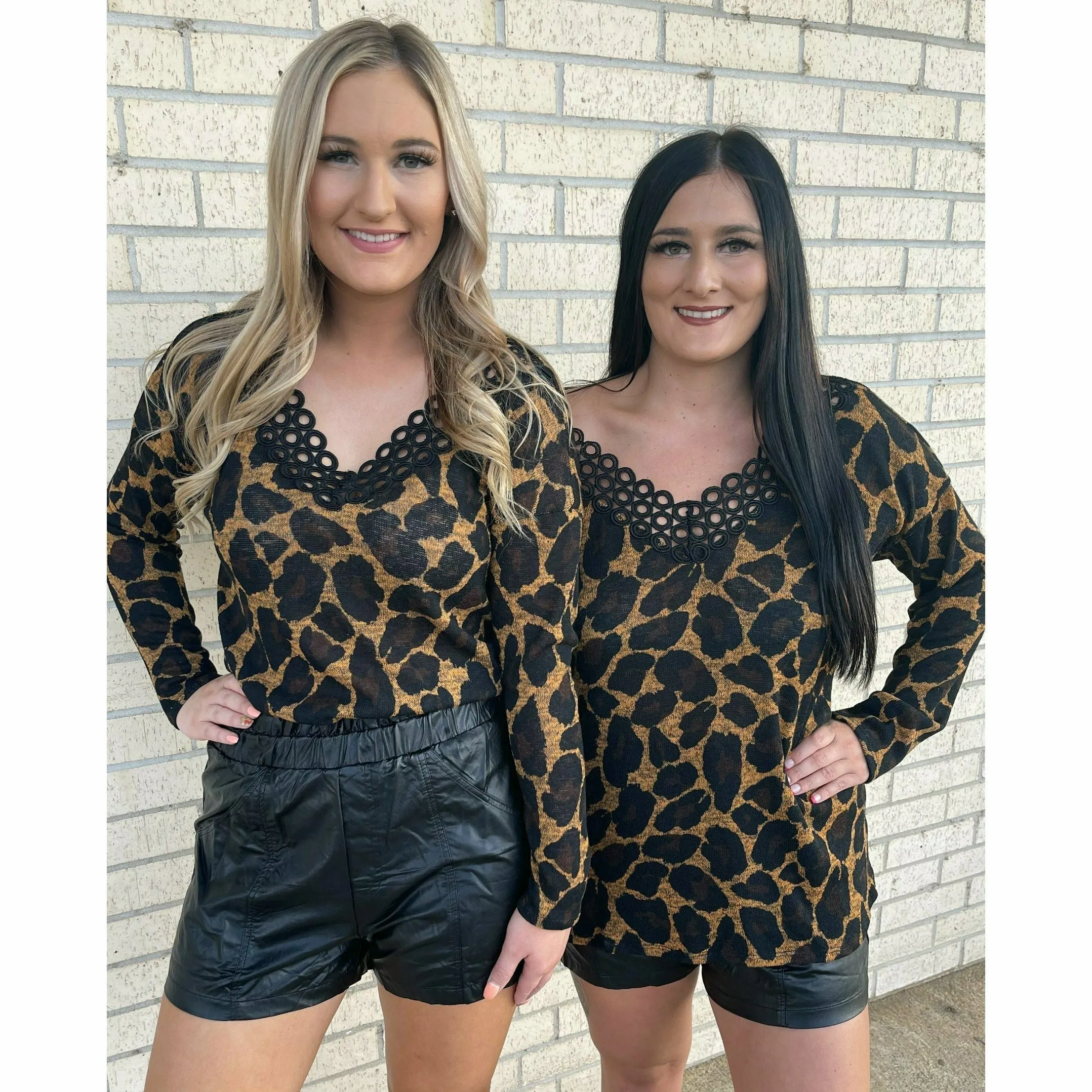 Leopard Crochet Detail Top