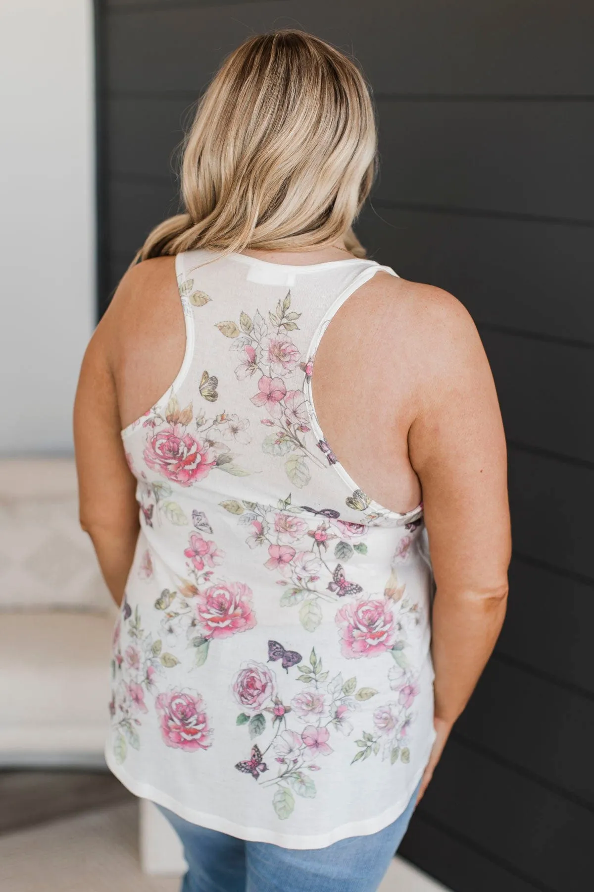 Listening To Nature Floral Tank Top- Ivory