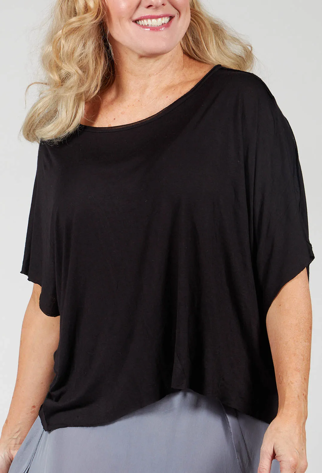 Loose Fit Jersey Top in Original Black