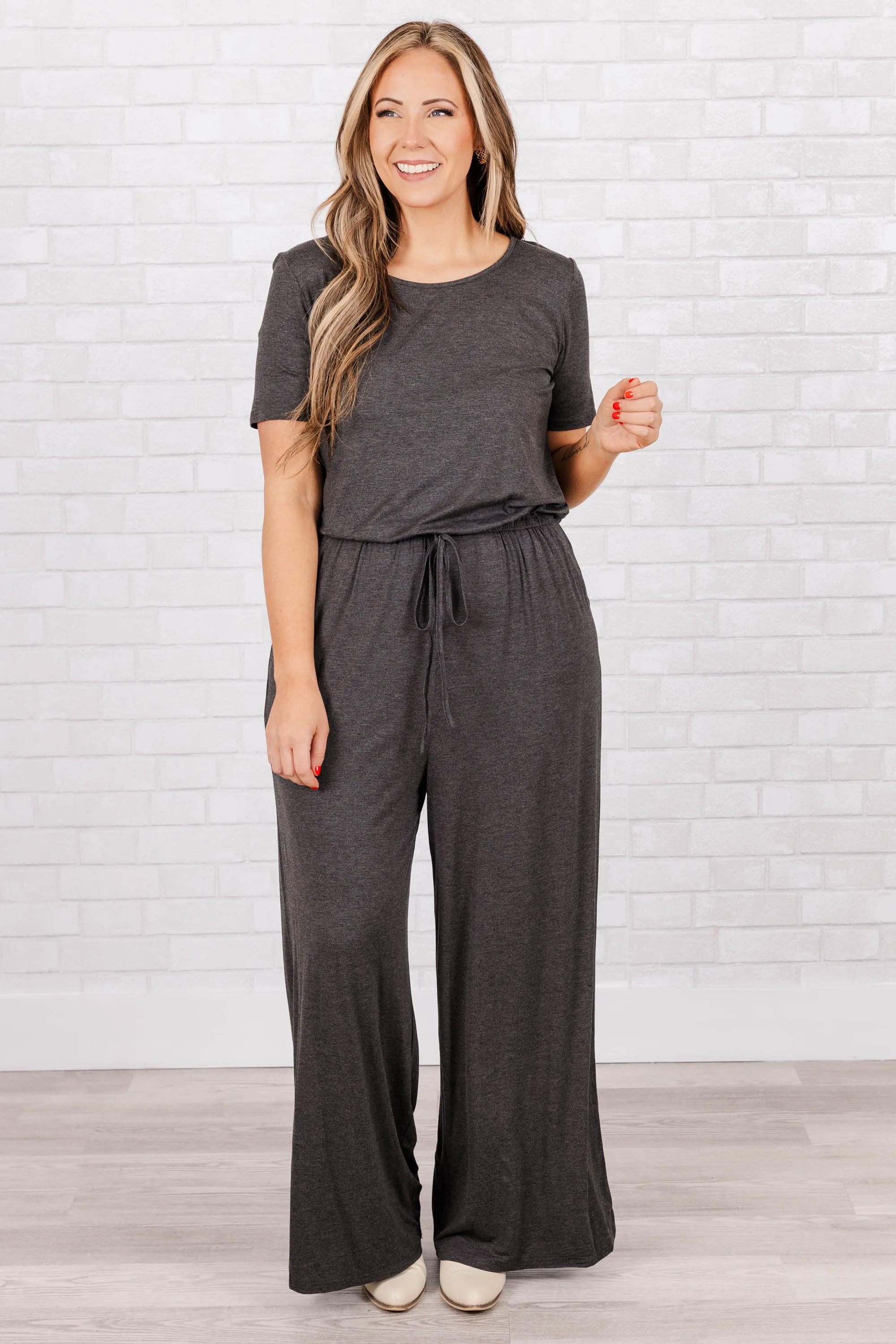 Louder Than Words Jumpsuit, Charcoal