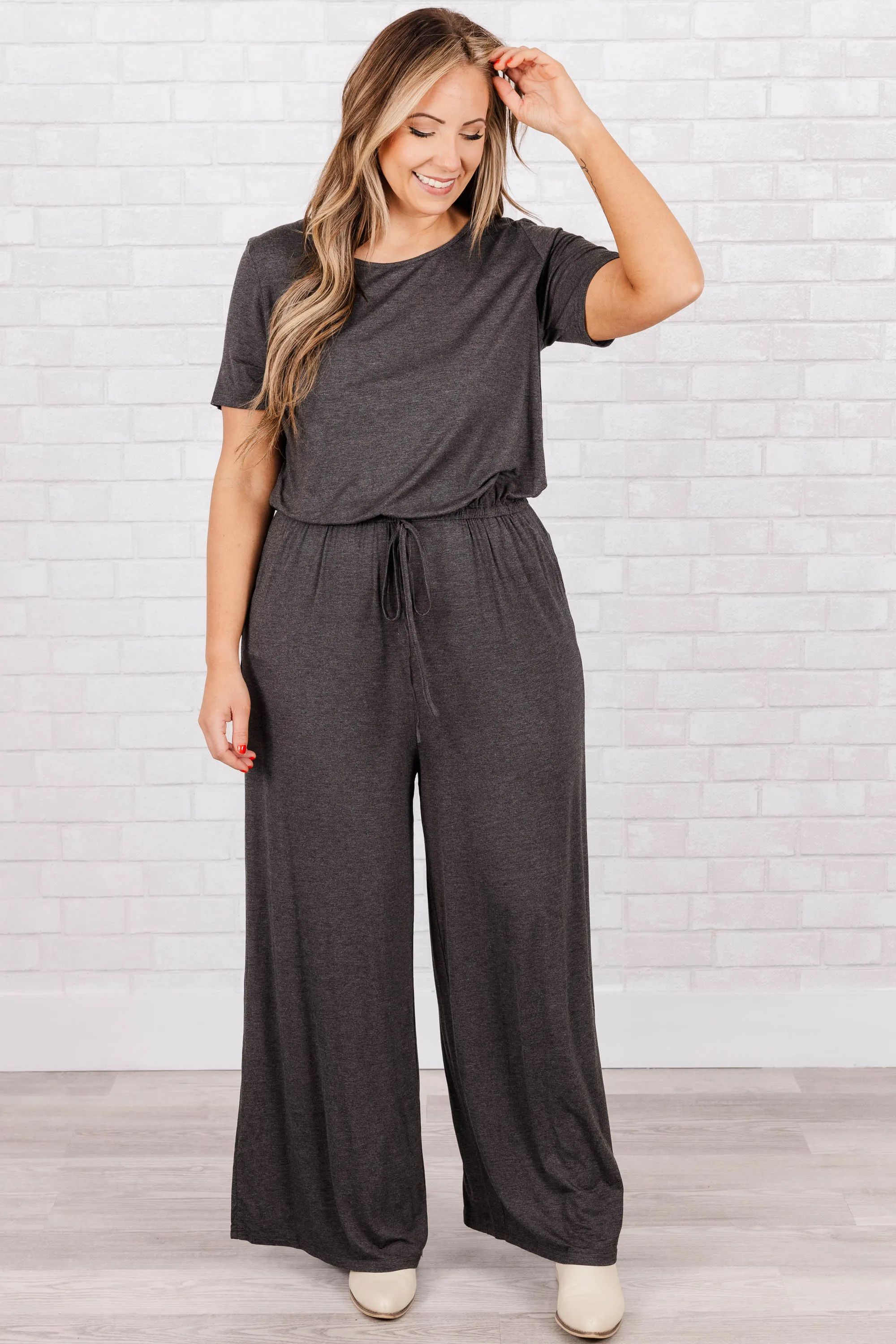 Louder Than Words Jumpsuit, Charcoal