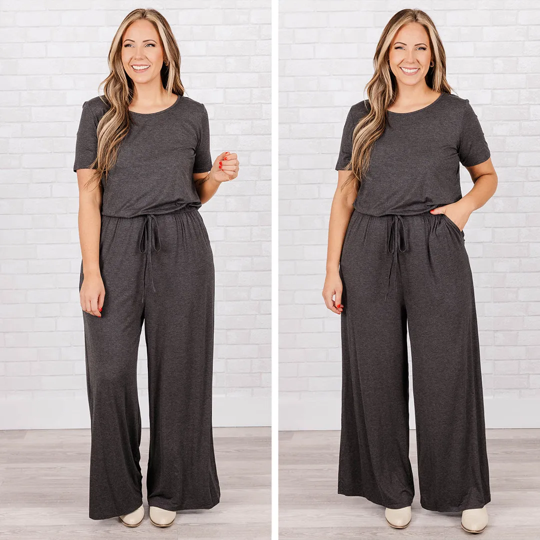 Louder Than Words Jumpsuit, Charcoal