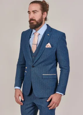 Marc Darcy Dion Blue Tweed Check Blazer