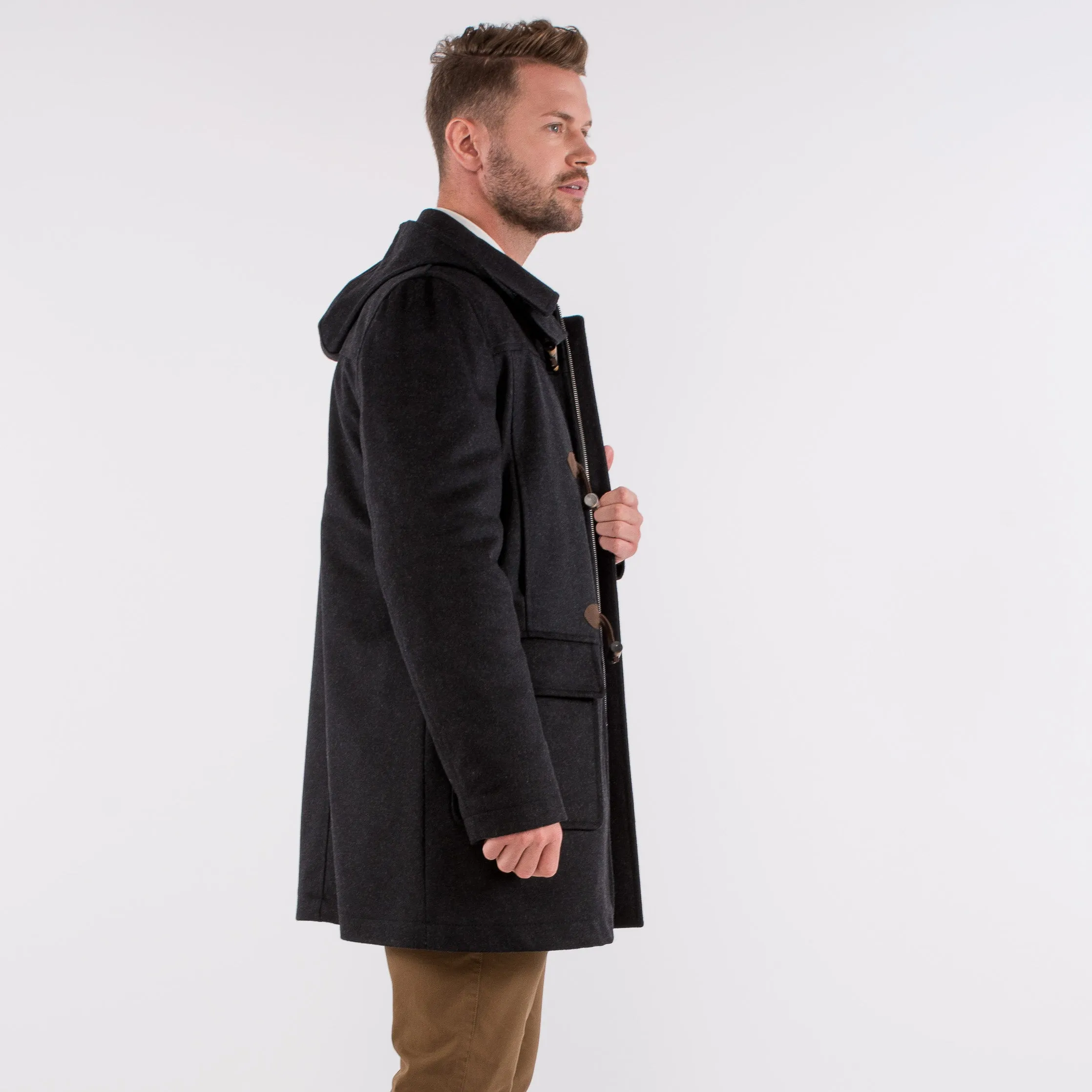 Markus - Men's Loden Wool Duffel Coat with Detachable Hood