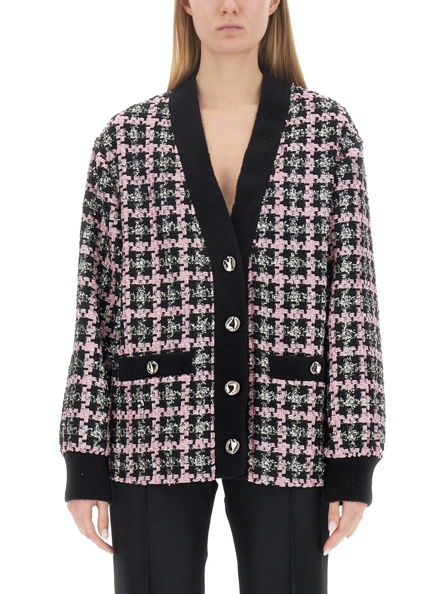 MSGM      CARDIGAN CON MOTIVO LUREX CHECK TWEED