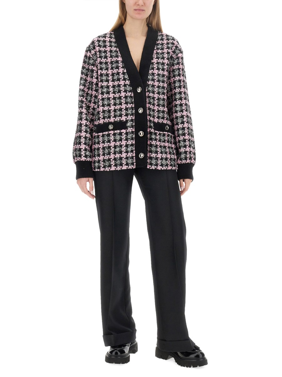 MSGM      CARDIGAN CON MOTIVO LUREX CHECK TWEED