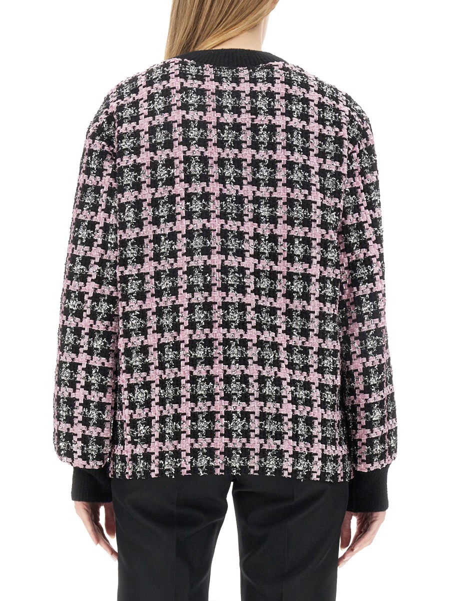 MSGM      CARDIGAN CON MOTIVO LUREX CHECK TWEED