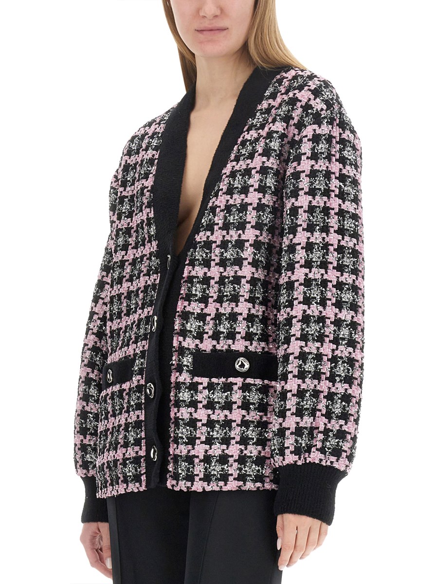 MSGM      CARDIGAN CON MOTIVO LUREX CHECK TWEED