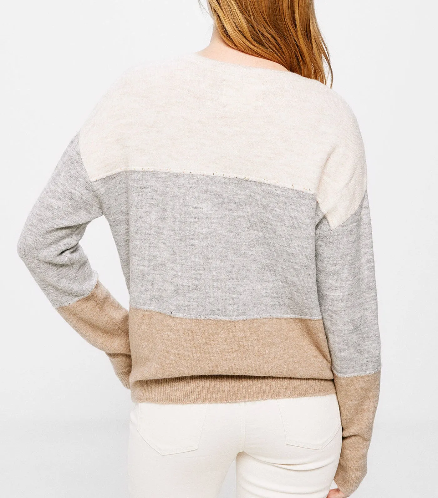 Neutral Color Block Sweater Multi