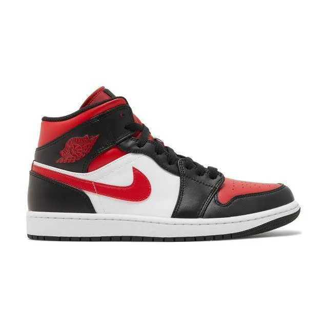 Nike Air Jordan 1 Mid (Bred Toe/ White/ Black/ Red) Men ...