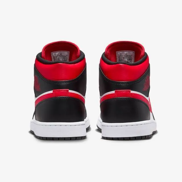 Nike Air Jordan 1 Mid (Bred Toe/ White/ Black/ Red) Men ...