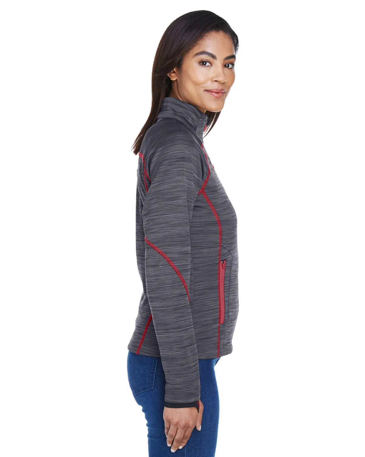 North End Ladies Flux Mélange Bonded Fleece Jacket