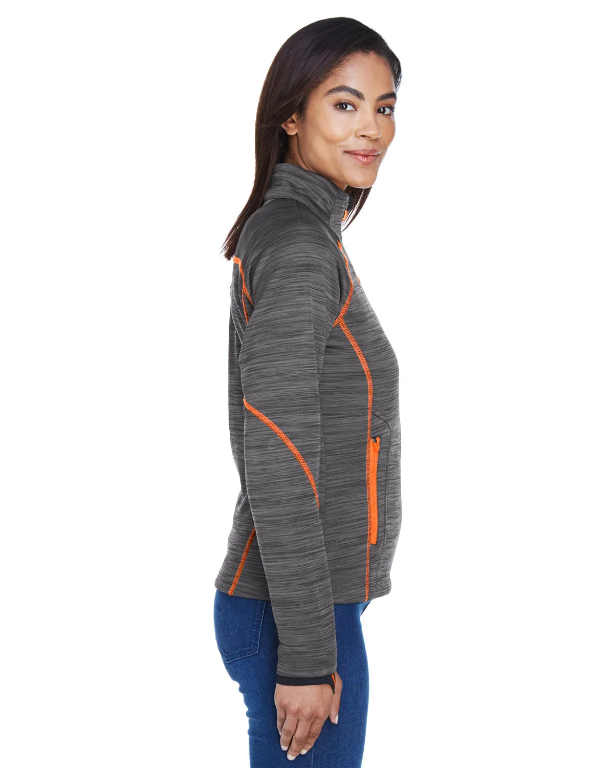 North End Ladies Flux Mélange Bonded Fleece Jacket