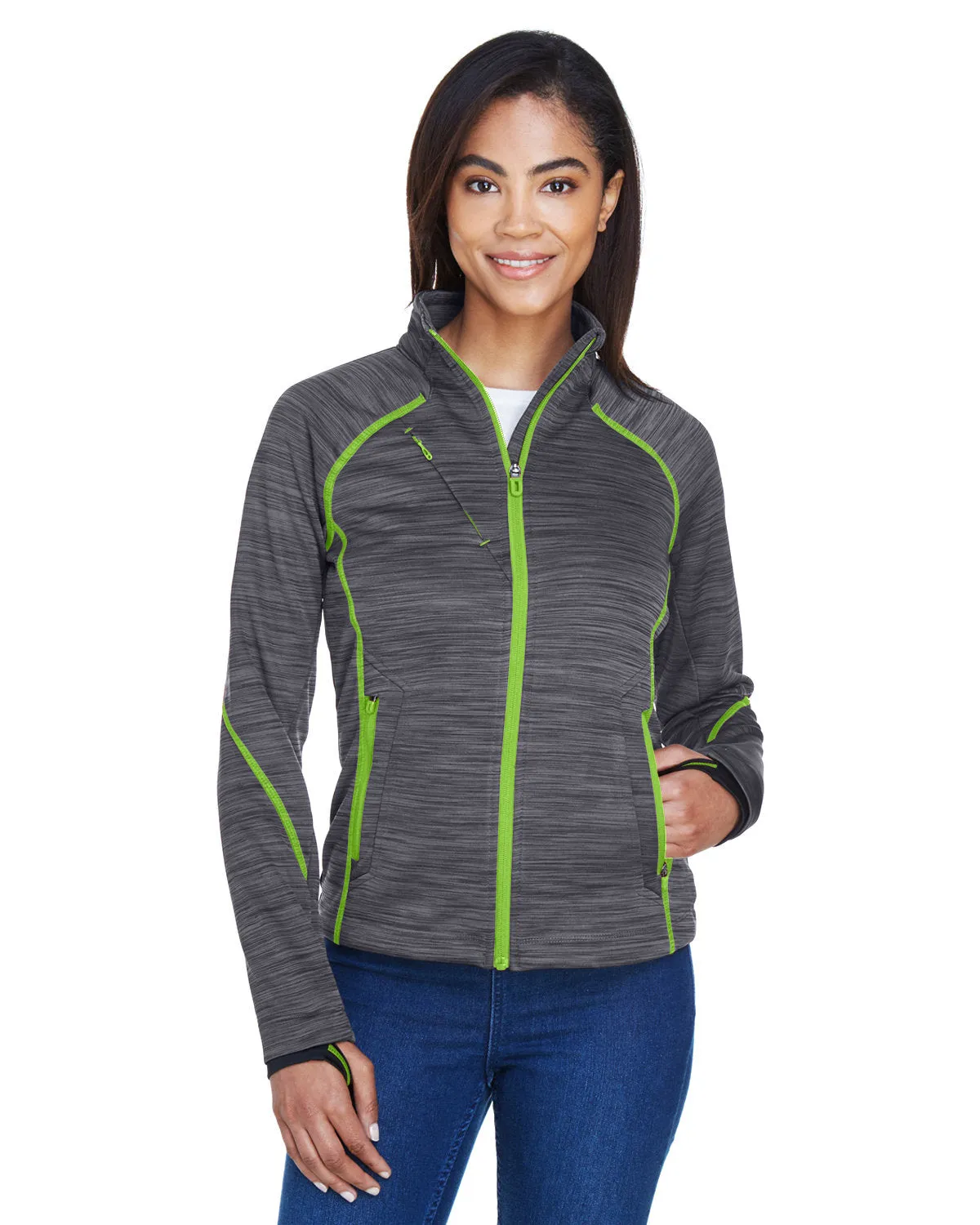 North End Ladies Flux Mélange Bonded Fleece Jacket