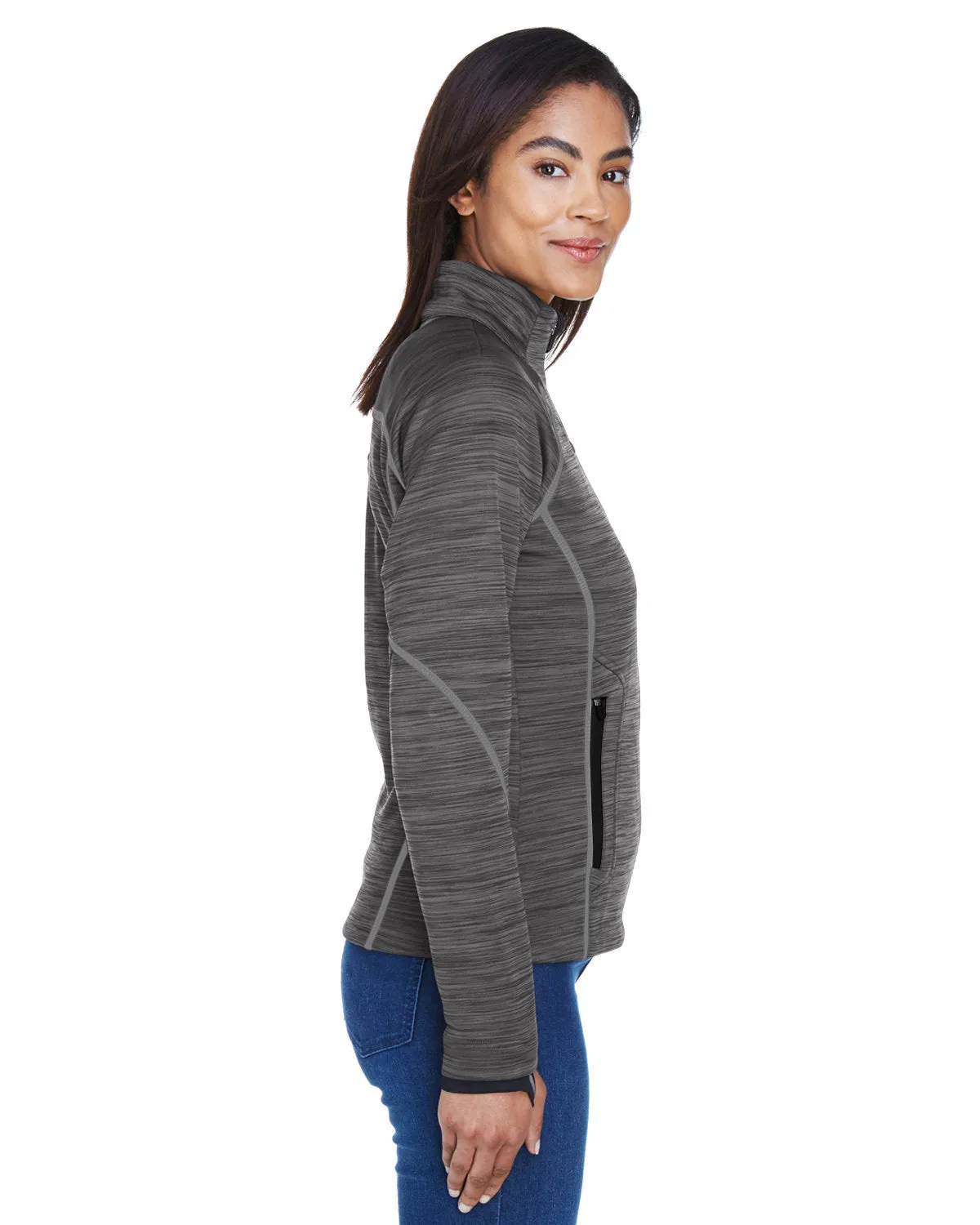 North End Ladies Flux Mélange Bonded Fleece Jacket