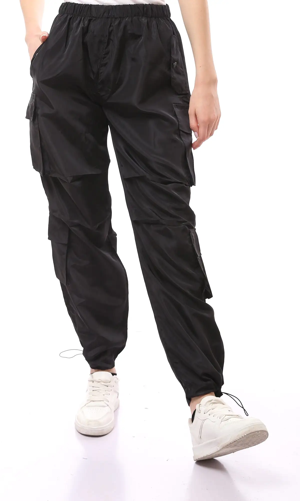 O170600 Adjustable Elastic Waist Black Waterproof Pants