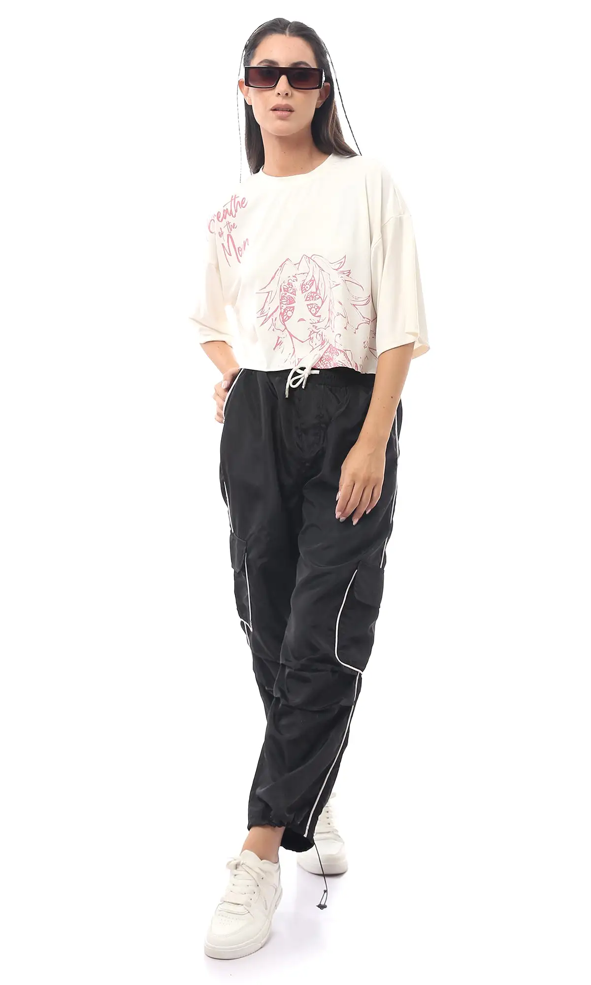 O170605 Cotton Black Slip On Comfy Pants