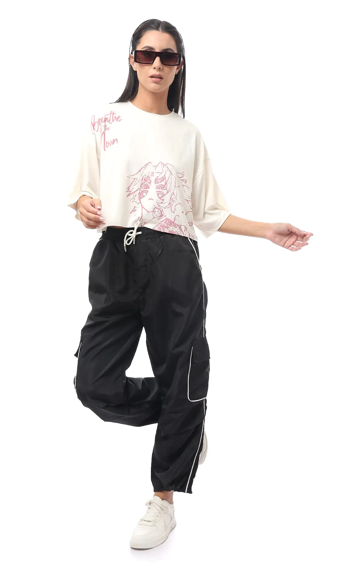 O170605 Cotton Black Slip On Comfy Pants