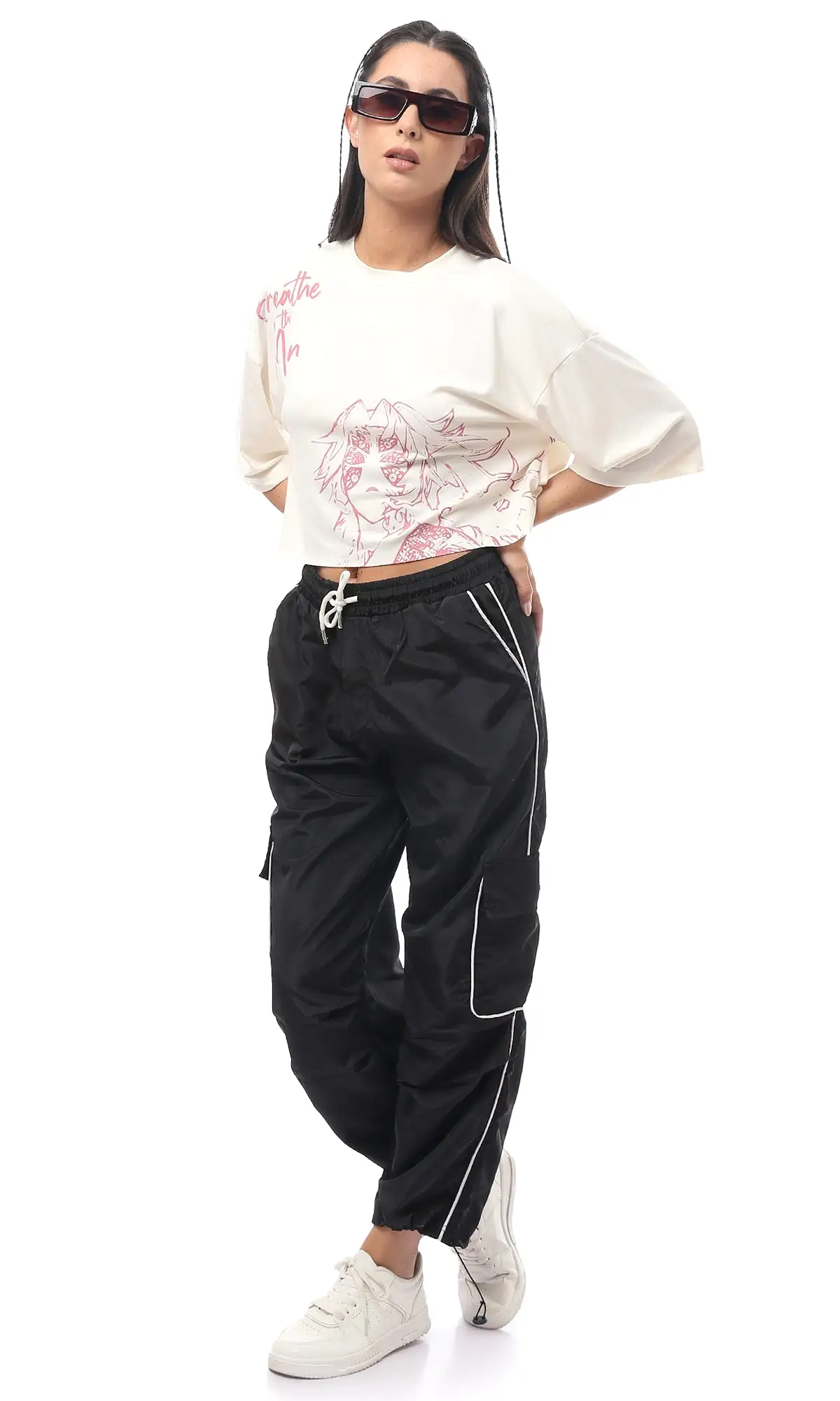 O170605 Cotton Black Slip On Comfy Pants