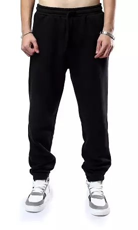 O178899 Solid Slip On Black Jogger With Comfy Hem