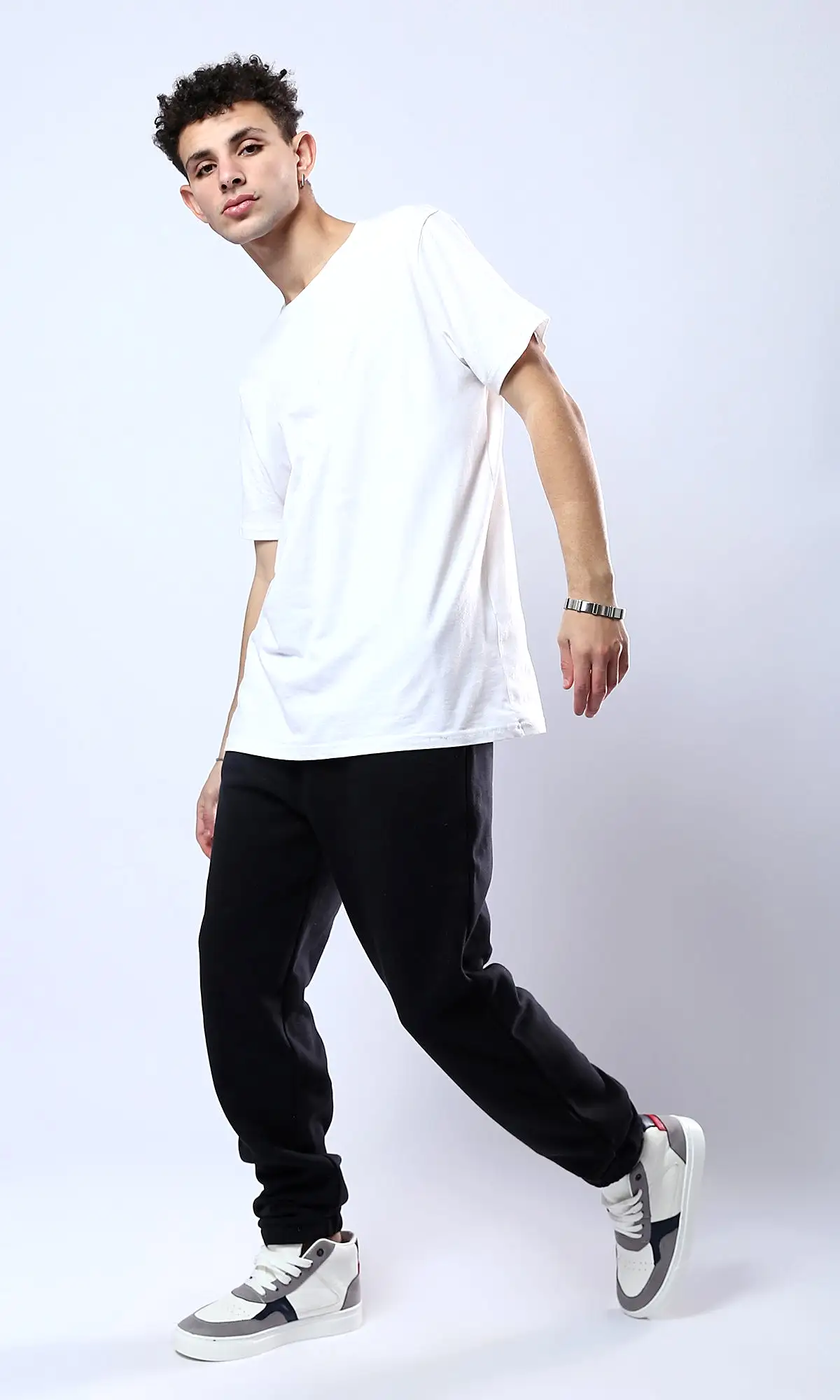 O178899 Solid Slip On Black Jogger With Comfy Hem