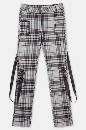 Office Riot Strappy Trousers [GREY TARTAN] [PLUS]