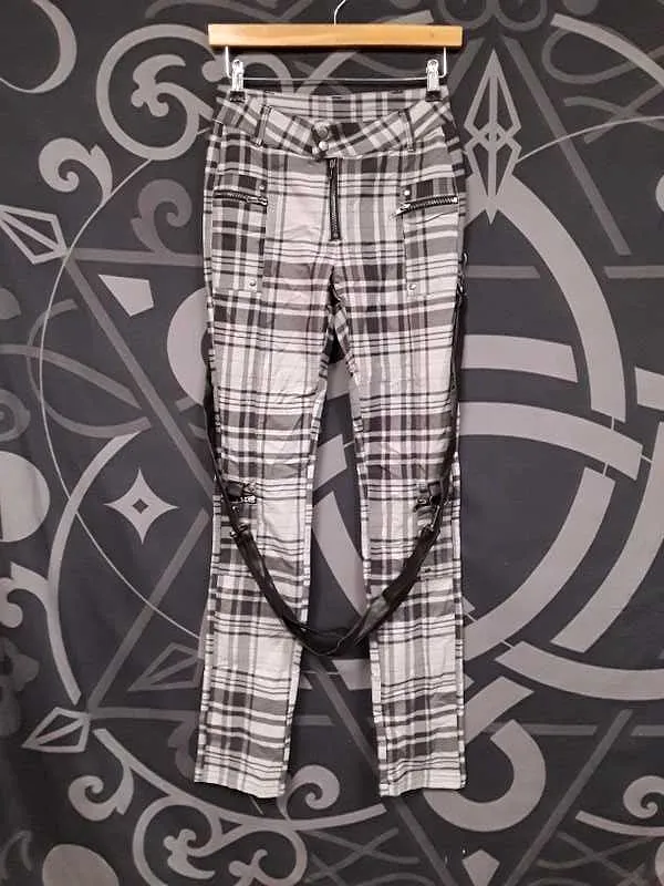 Office Riot Strappy Trousers [GREY TARTAN] Resurrect