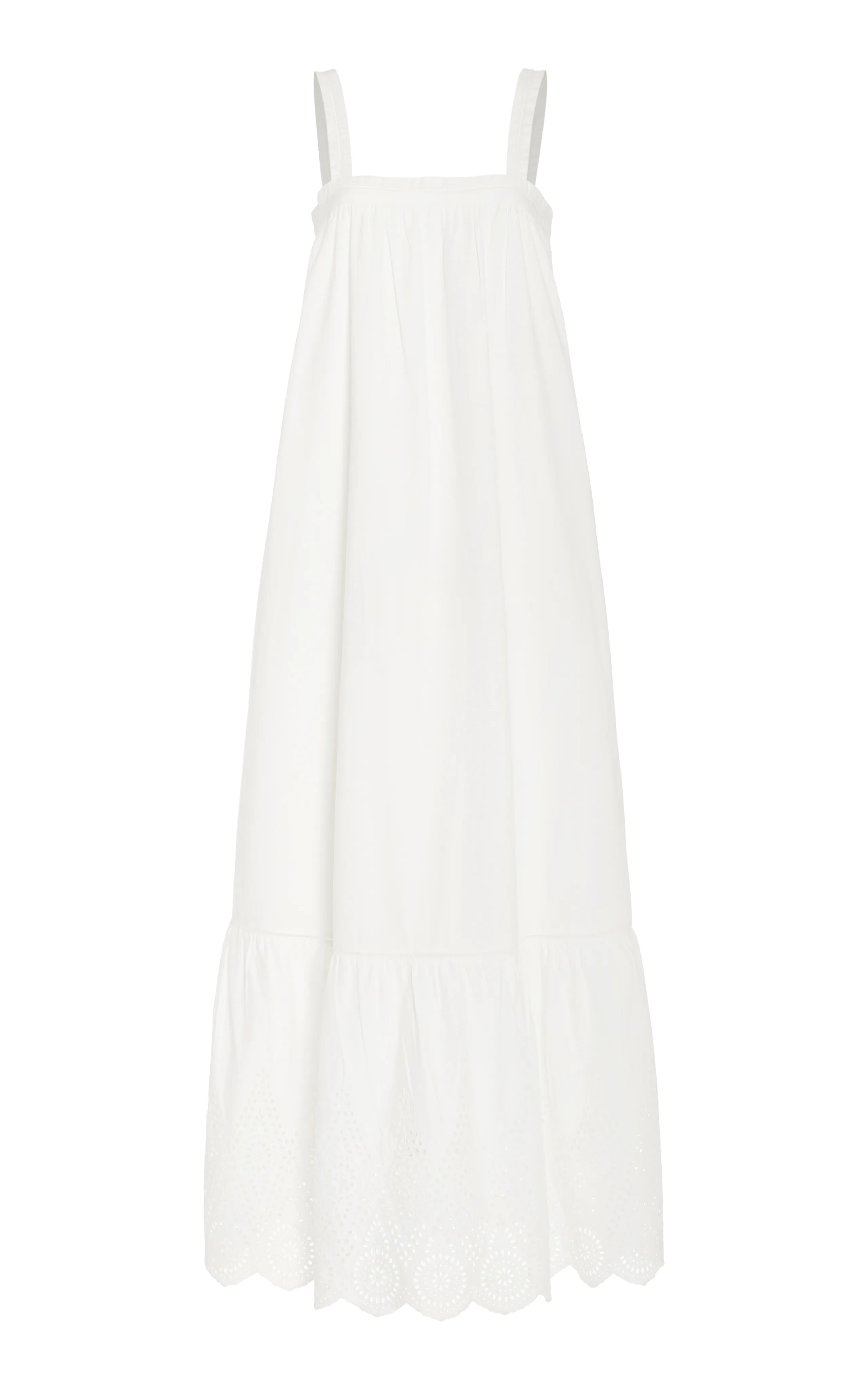 Posse Louisa Tie-Detailed Broderie Anglaise Cotton Maxi Dress