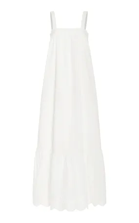 Posse Louisa Tie-Detailed Broderie Anglaise Cotton Maxi Dress