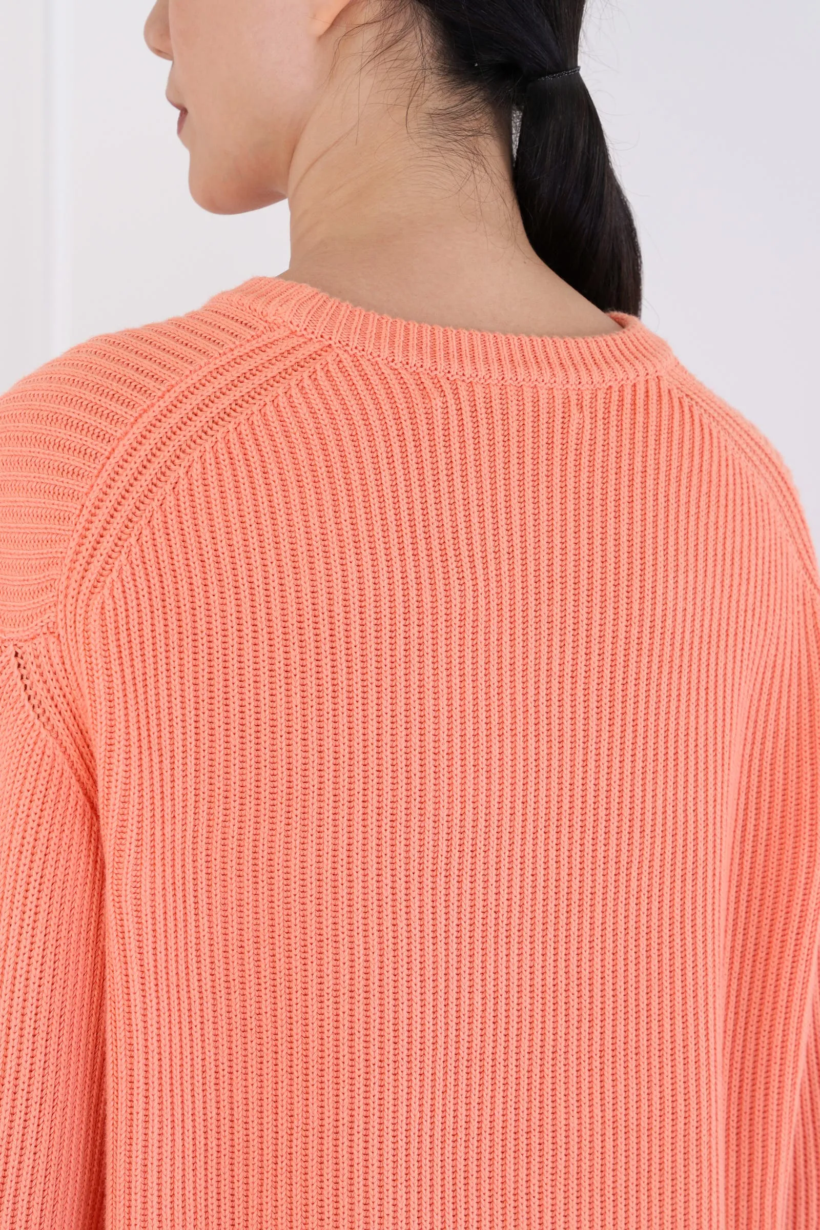 Salmon Multicolor Rib Knit Dip Dye Sweater