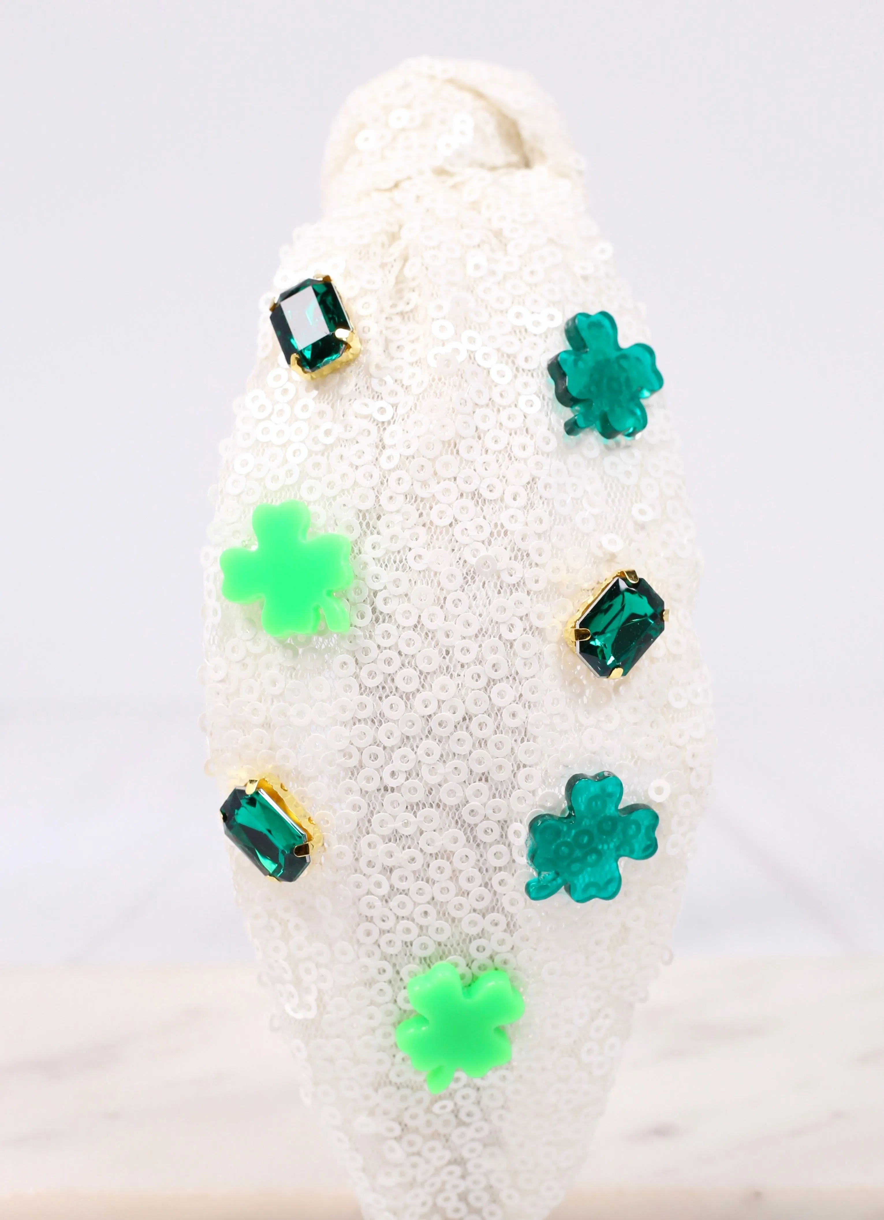 Sequin Shamrock Headband WHITE