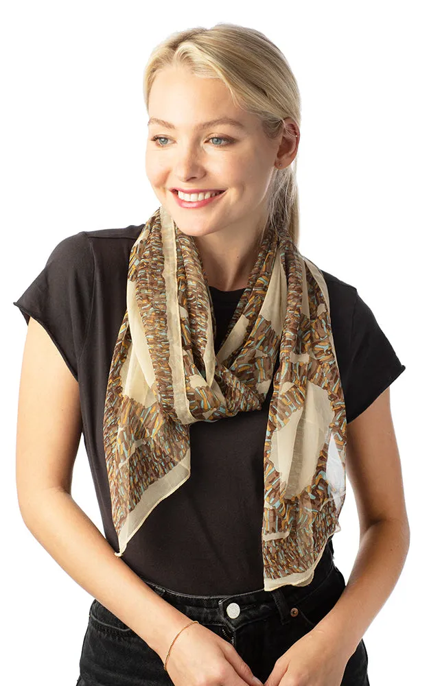 SPOS4910 Abstract Print Silky Oblong Scarf