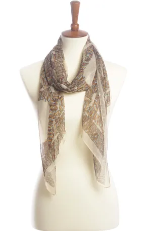 SPOS4910 Abstract Print Silky Oblong Scarf