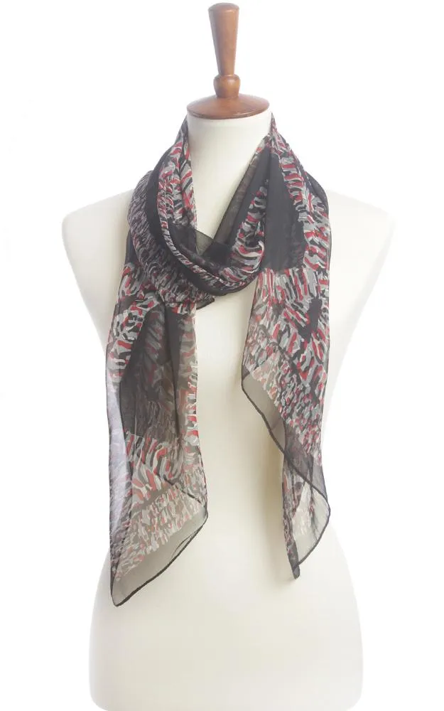 SPOS4910 Abstract Print Silky Oblong Scarf