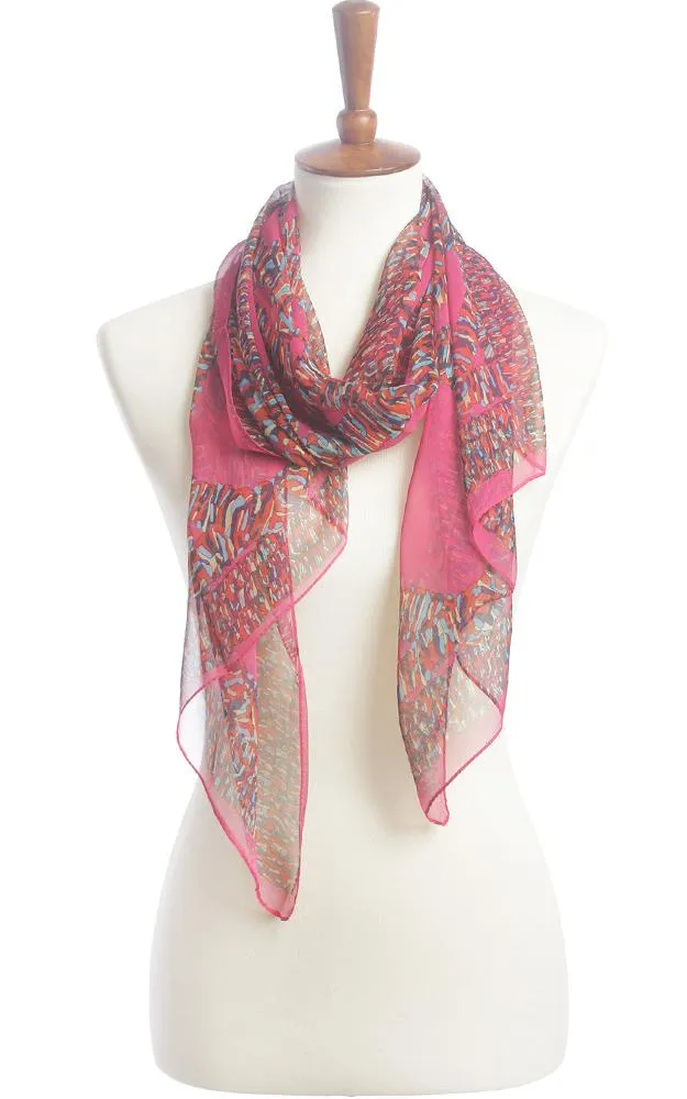 SPOS4910 Abstract Print Silky Oblong Scarf