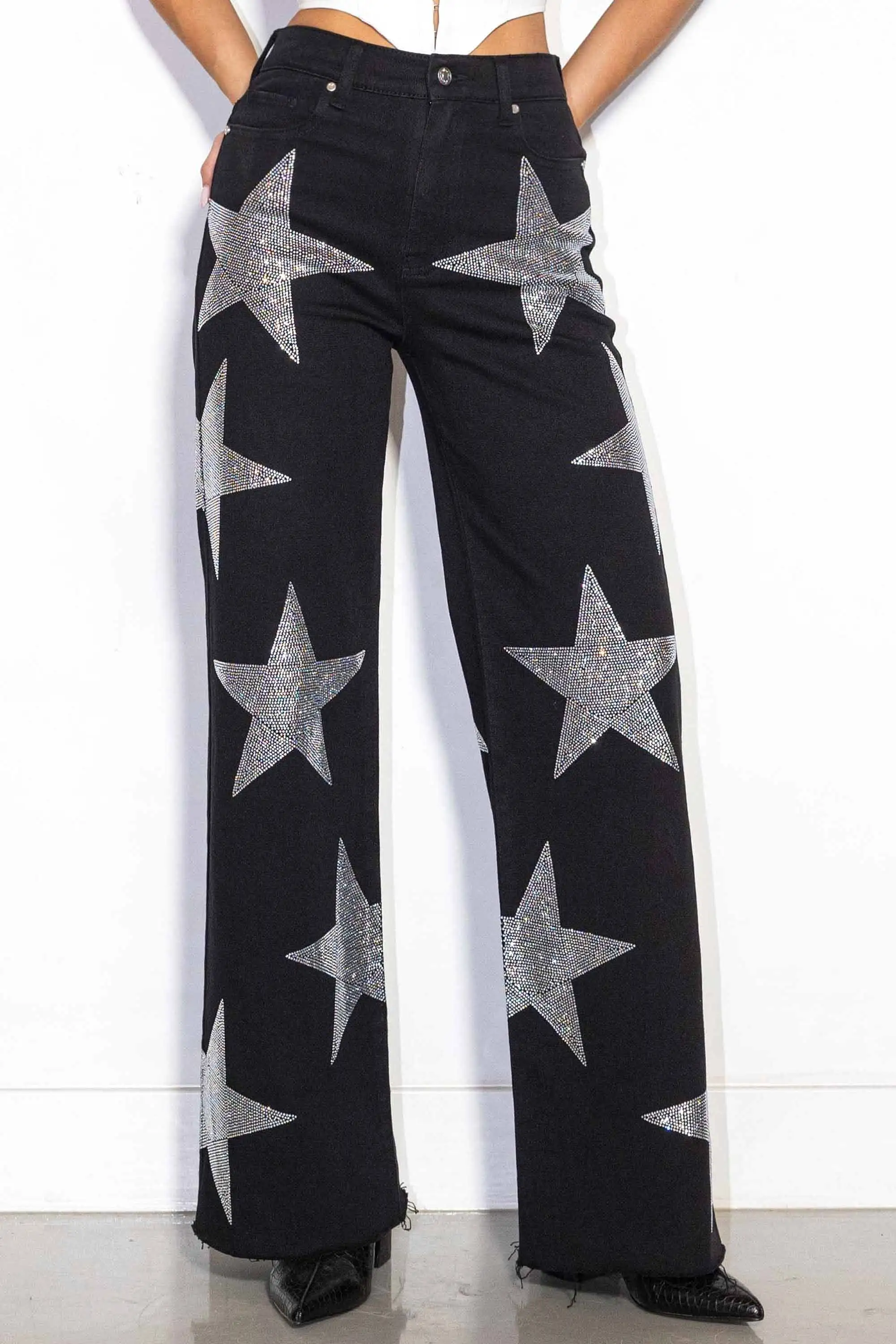 Stardust Wide Leg Pants- Black