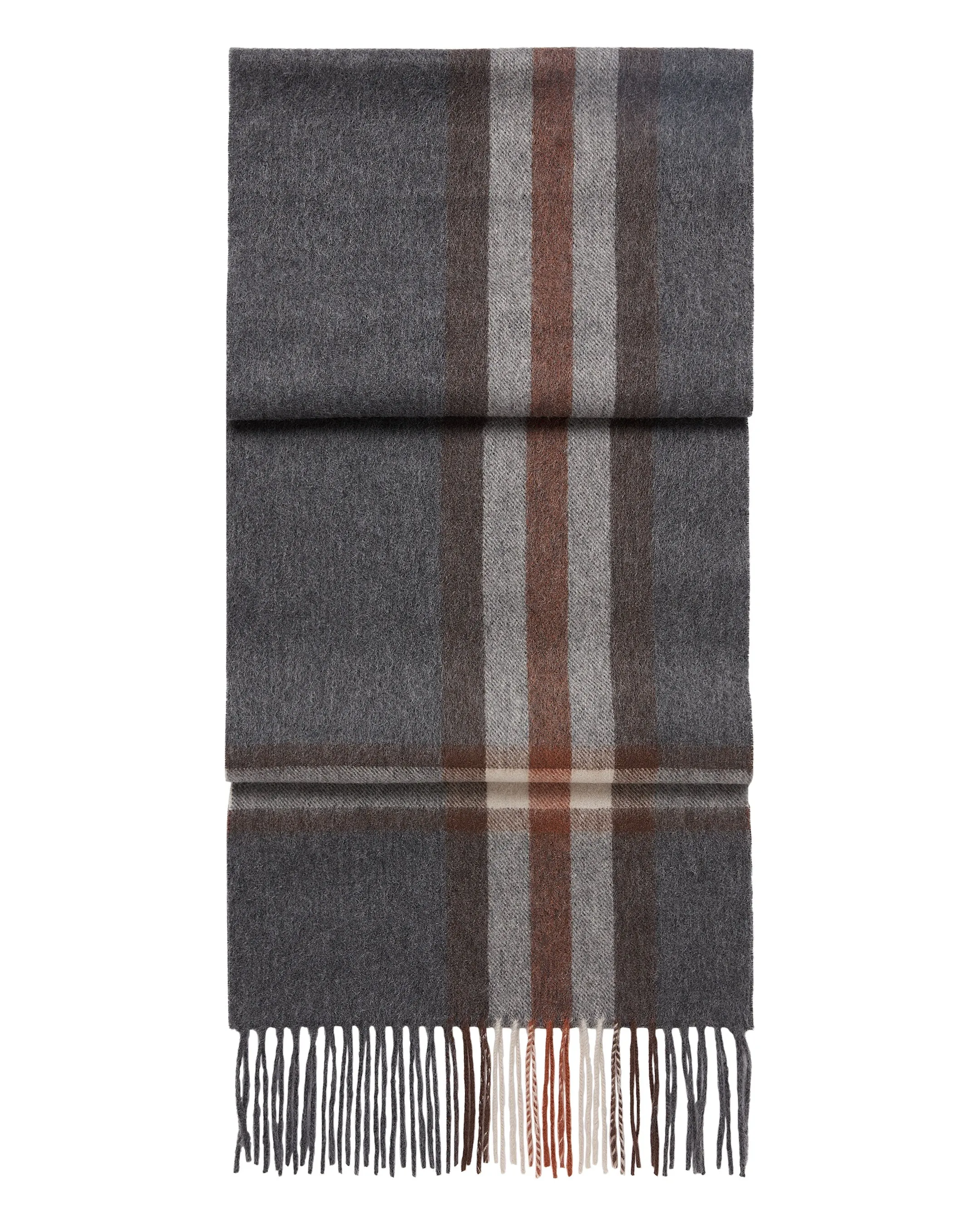 Unisex Cashmere Check Scarf Amber Orange