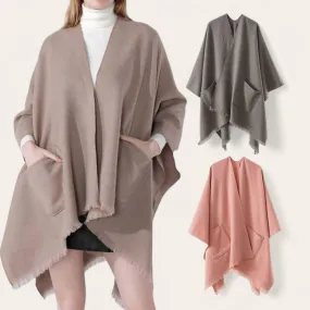 WRAP Plain Cape Shawl with Pockets